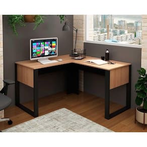 Mesa Computador Canto ME4181 Amêndoa/Preto - Tecno Mobili