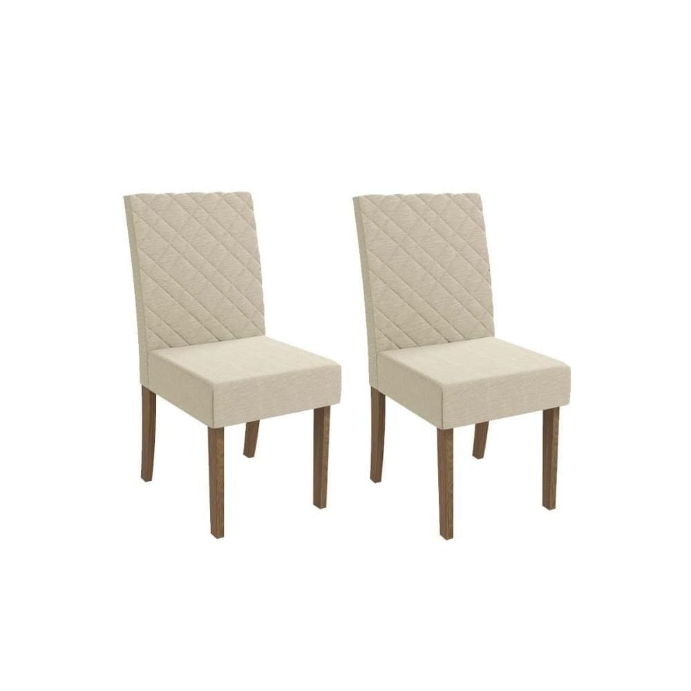 Cadeira de Cozinha 2CAD133 Kit 2 Un Canela/Linho Bege - Kappesberg