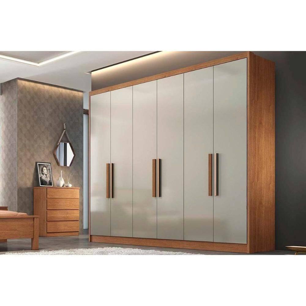 Guarda Roupa 6 Portas e 4 Gavetas Rizon/Linea Cumaru/Fendi - Novo Horizonte
