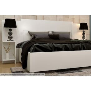 Painel Cama Box Madeirado Casal/Quenn Arizona c/ 2 Mesas e Prateleiras Branco/Neve - Tcil Móveis