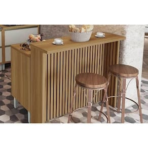 Balcão Ilha Cozinha Gourmet Burguesa c/ 2 Portas e 3 Gavetas 120cm Freijo/Grafite - Nesher