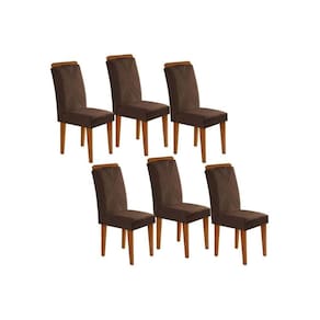 Cadeira de Cozinha Amsterdã Kit 6 Un Capuccino/Suede Marrom - Rufato