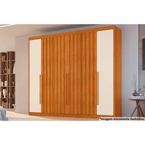 Guarda Roupa 6 Portas (4 Ripadas) e 6 Gavetas Atenas Cinamomo/Off White - Conquista
