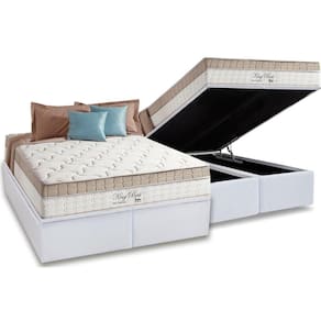 Cama Box Baú Queen: Colchão Molas Ensacadas D Angelis Anjos Superlastic King Best + Base CRC Courano White (158x198)