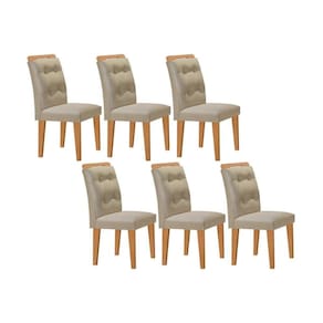 Cadeira de Cozinha Imperatriz Kit 6 Un Capuccino/Suede Creme - Rufato