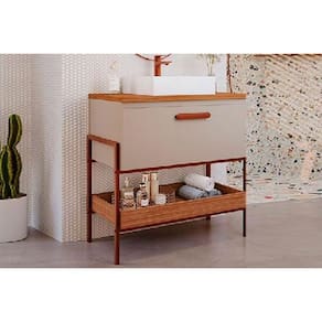 Balcão p/ Banheiro Portinari 1 Porta c/ Cuba 60cm Cappuccino/Freijo - MGM