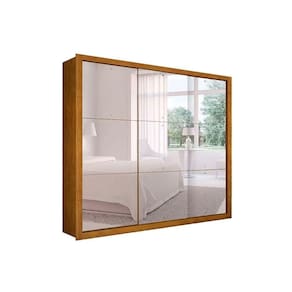 Guarda Roupa 3 Portas de Correr c/ Espelho e 4 Gavetas Veneza Gold Naturale - Rufato