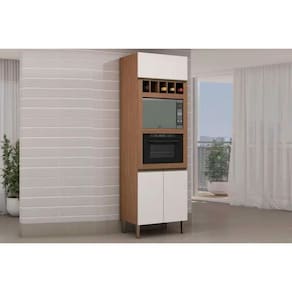 Paneleiro de Cozinha Modulado Conecta c/ 3 Portas (1 Basculante) 2 Nichos p/ Forno e Adega Ebano/Off White - Genialflex