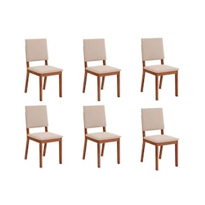 Cadeira de Cozinha Talia Kit 6 Un Freijo/Suede Creme - DJ Móveis