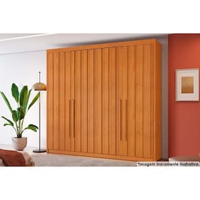 Guarda Roupa 4 Portas Ripadas e 4 Gavetas Grécia Cinamomo - Conquista