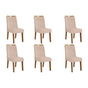Cadeira de Cozinha Stela Kit 6 Un Ipe/Suede Kraft - DJ Móveis
