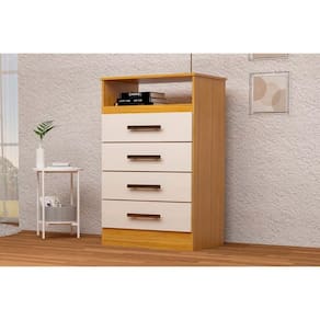 Cômoda Casal Jéssica c/ 1 Nicho e 4 Gavetas Nature/Off White - ACP