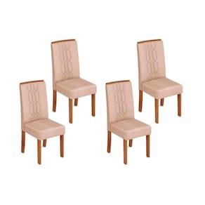 Cadeira de Cozinha Zoe Kit 4 Un Cedro/Suede Creme - DJ Móveis