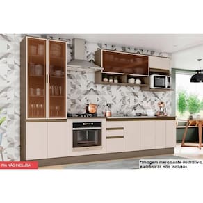 Kit de Cozinha Completa 11 Peças Connect (3Aéreos+3Balcões+1Paneleiro+4Complementos) C6P17 Duna/Cristal - Henn
