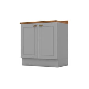 Balcão de Cozinha Modulado c/ Tampo Americana c/ 2 Portas 80cm Cinza - Henn