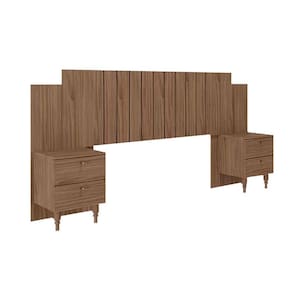 Painel Cama Box Madeirado Casal/Quenn Genova c/ 2 Mesas e 4 Gavetas Avelã - Panan