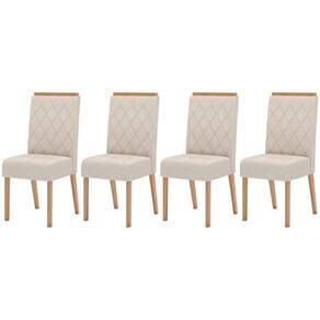 Kit 4 Cadeiras Sala Jantar Nina 4 Un Nature/Suede Light Linho - Henn