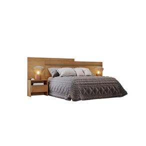 Painel Cama Box Madeirado Casal Prime c/ 2 Mesas e 2 Gavetas Cumaru - Novo Horizonte