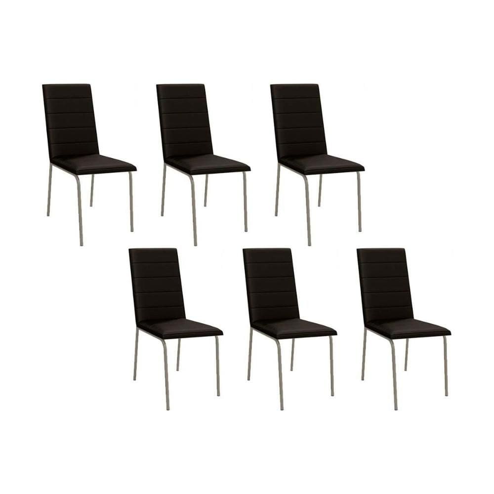 Cadeira de Cozinha Amsterdã C091 Kit 6 Un Niquel/Preto 110 - Kappesberg