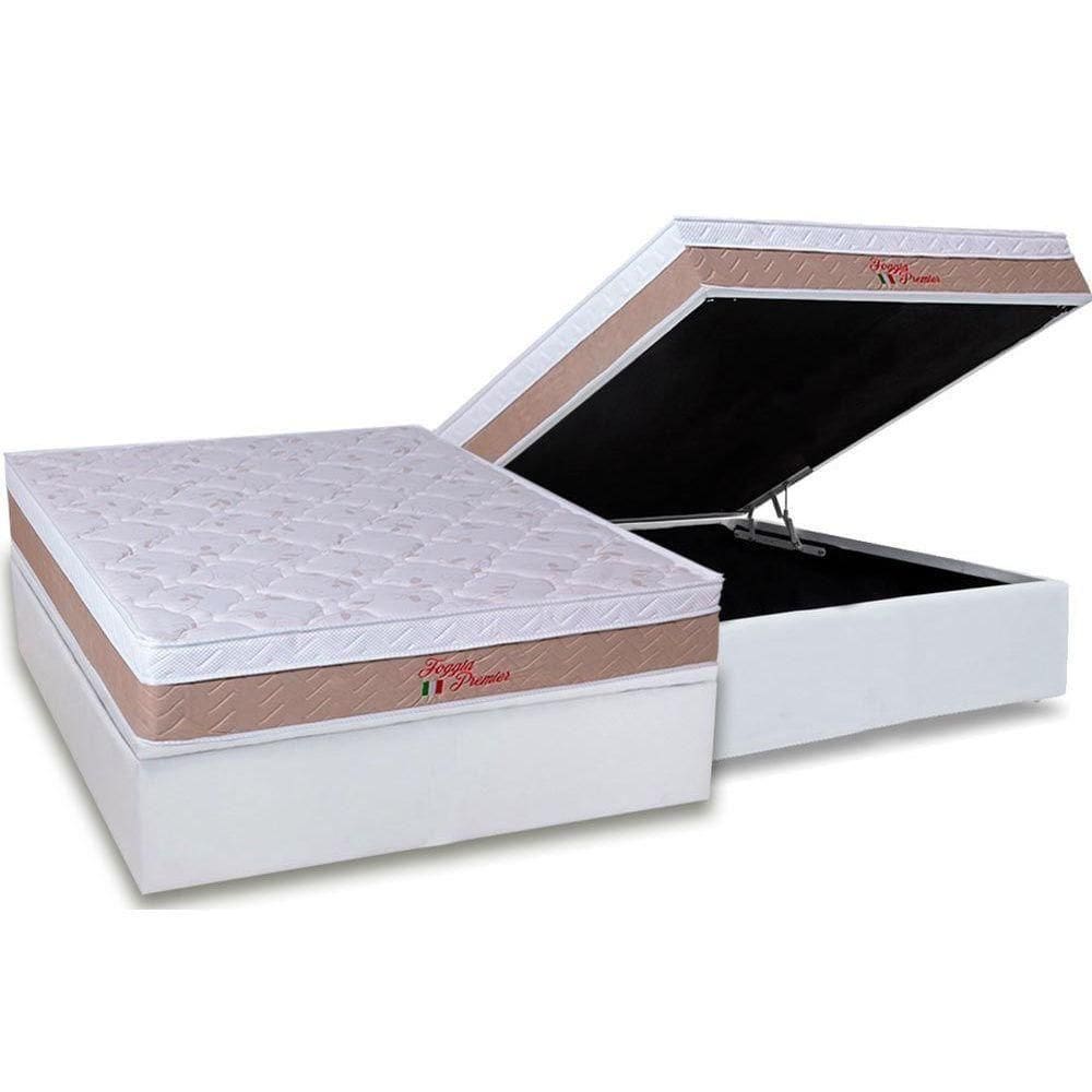 Cama Box Baú Casal: Colchão Ortopédico Orthoflex Foggia Premier + Base Crc Courano White(138X188)
