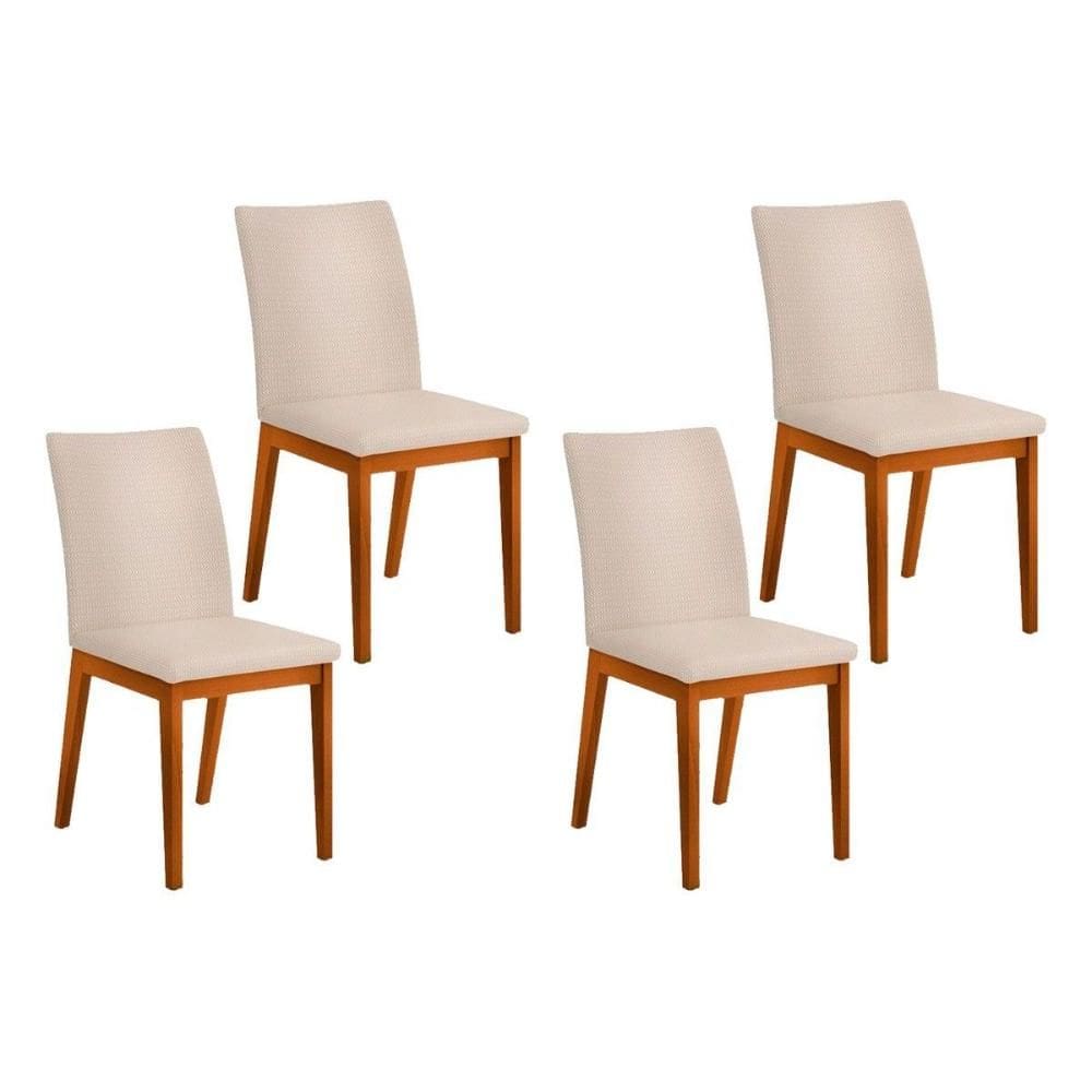 Cadeira de Cozinha Vitória Kit 4 un Ipe/Suede Creme - DJ Móveis
