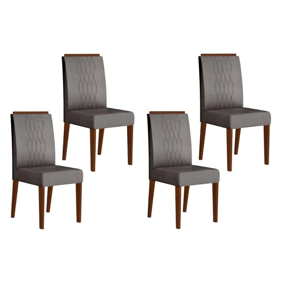 Cadeira de Cozinha Lia Kit 4 Un Freijó/Suede Lunar - DJ Móveis