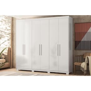Guarda Roupa 6 Portas e 4 Gavetas c/ Pés Venice Branco - Demóbile