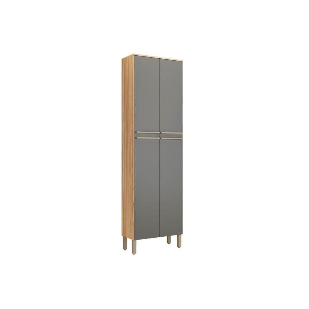 Paneleiro de Cozinha Modulado Nápoli Prime c/ 4 Portas 66X222cm Amendoa/Grafite - Ronipa