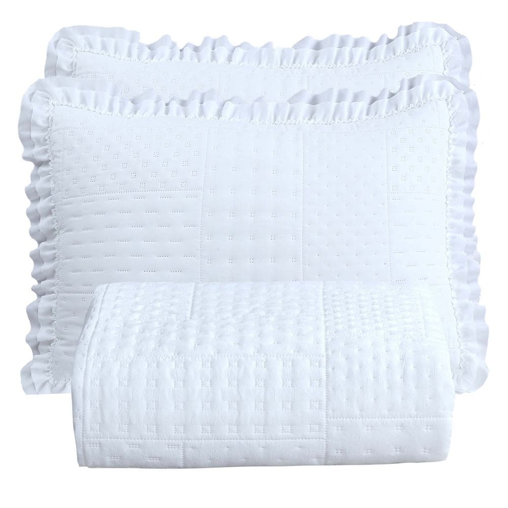 Colcha Cobre Leito Queen Percal 300 Fios Malvinni 3 Peças - Branco