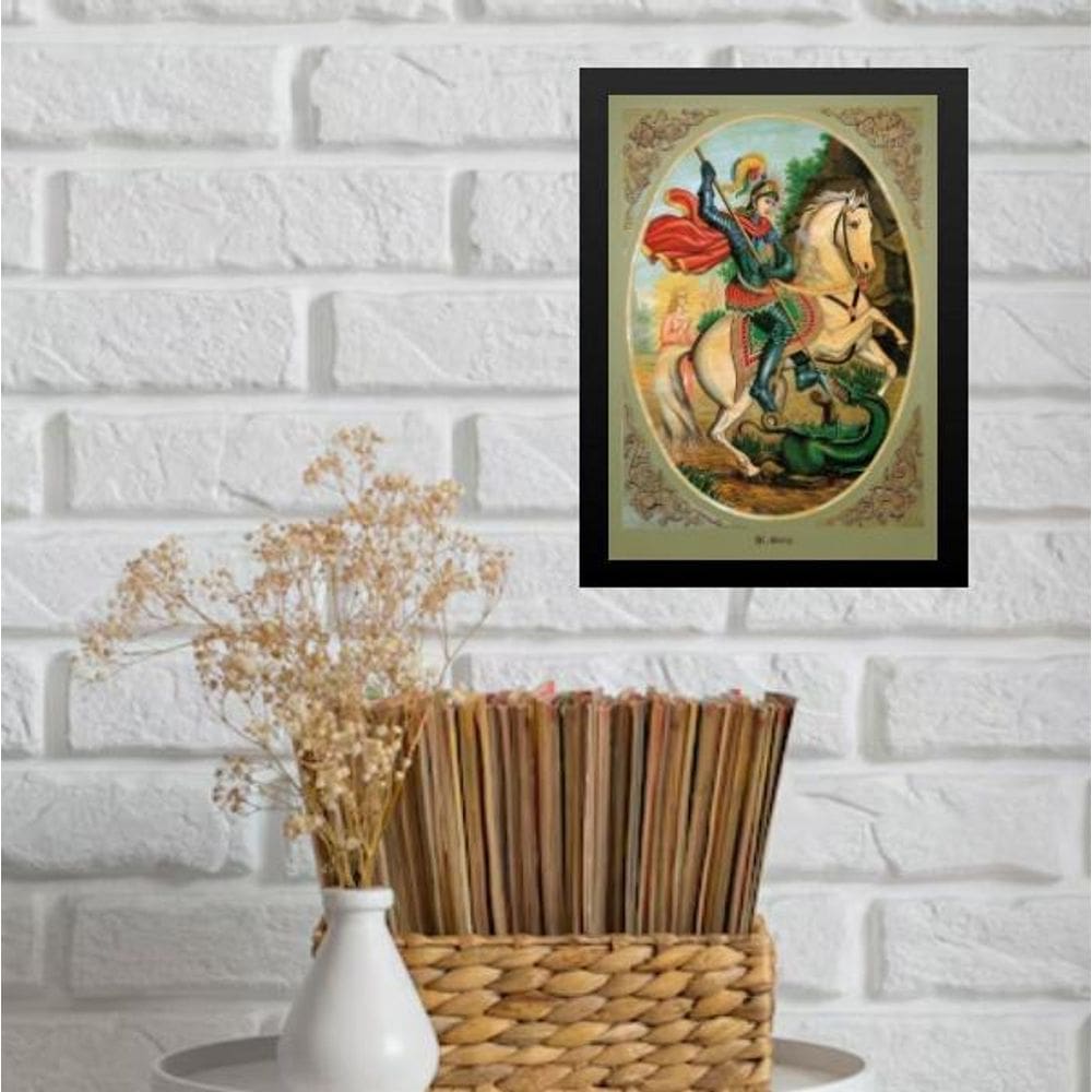 Quadro Decorativo São Jorge Antigo 45X34Cm - Com Vidro