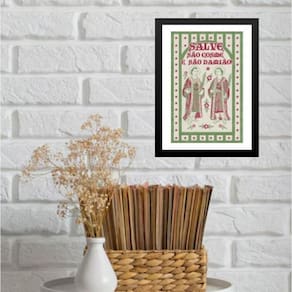 Quadro Decorativo Salve Cosme E Damião 45X34Cm - Com Vidro