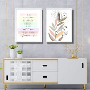 Kit 2 Quadros Suaves Boho Para Sala 33X24Cm