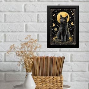 Quadro Decorativo Gato Místico 24X18Cm - Com Vidro
