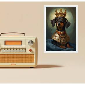 Quadro Decorativo Dachshund Rei 33X24Cm - Com Vidro