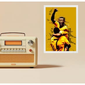 Quadro Aquarela Futebol Do Brasil - Comemoração 24X18Cm