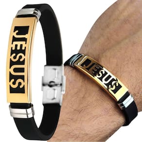 Pulseira Ouro Dourada Placa Banhada Jesus Cristo Masculina