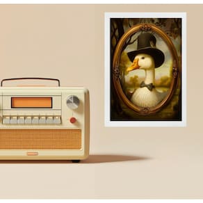 Quadro Decorativo Pato - Retrato Antigo 33X24Cm - Com Vidro
