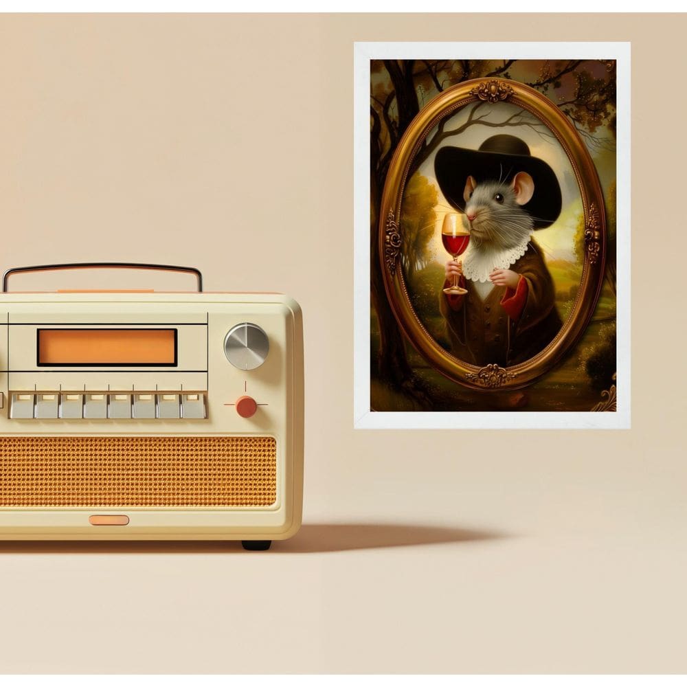 Quadro Decorativo Ratinho Vintage 33X24Cm