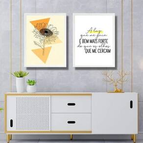 Kit 2 Quadros Decorativos Girassol - Luz 45X34Cm - Com Vidro