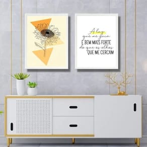 Kit 2 Quadros Decorativos Girassol - Luz 33X24Cm - Com Vidro