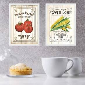 Kit 2 Quadros Vintage Decorar Cozinha 24X18Cm - Com Vidro