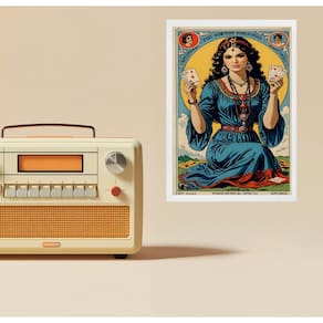 Quadro Decorativo Cigana Com Cartas Baralho 45X34Cm - Vidro
