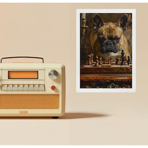 Quadro Jogo Xadrez - Bulldog Francês 33X24Cm - Com Vidro