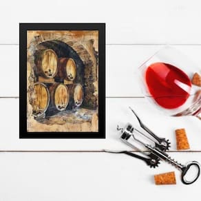 Quadro Vintage Adega De Vinho 24X18Cm - Com Vidro