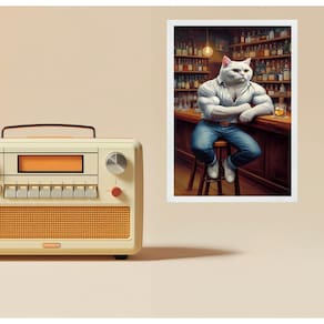 Quadro Decorativo Gato Bombado 33X24Cm - Com Vidro