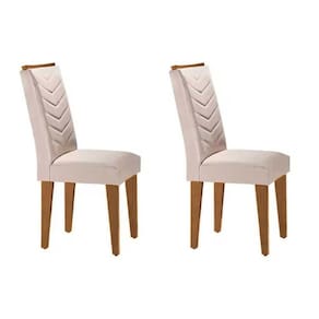 Cadeira Sala de Jantar Londrina Kit 2 Un Madeira Capuccino/Suede Creme - Rufato