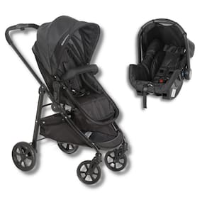 Carrinho Olympus New Black (Preto) + Bebe Conforto Grid - Galzerano
