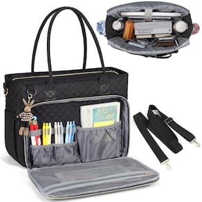 Sacola para laptop RAINSMORE Teacher de 15,6 polegadas para mulheres preta