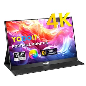 Monitor portátil Yodoit 4K UHD IPS de 15,6 polegadas com USB-C preto