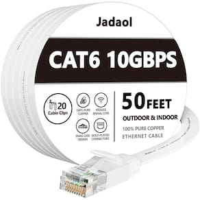 Cabo Ethernet Jadaol Cat 6 15m externo e interno de 10 Gbps branco